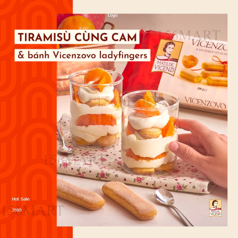 Bánh champagne Ý Vicenzozo 200g / Bánh qui xốp Lady fingers / Bánh Sampa nhập khẩu Ý
