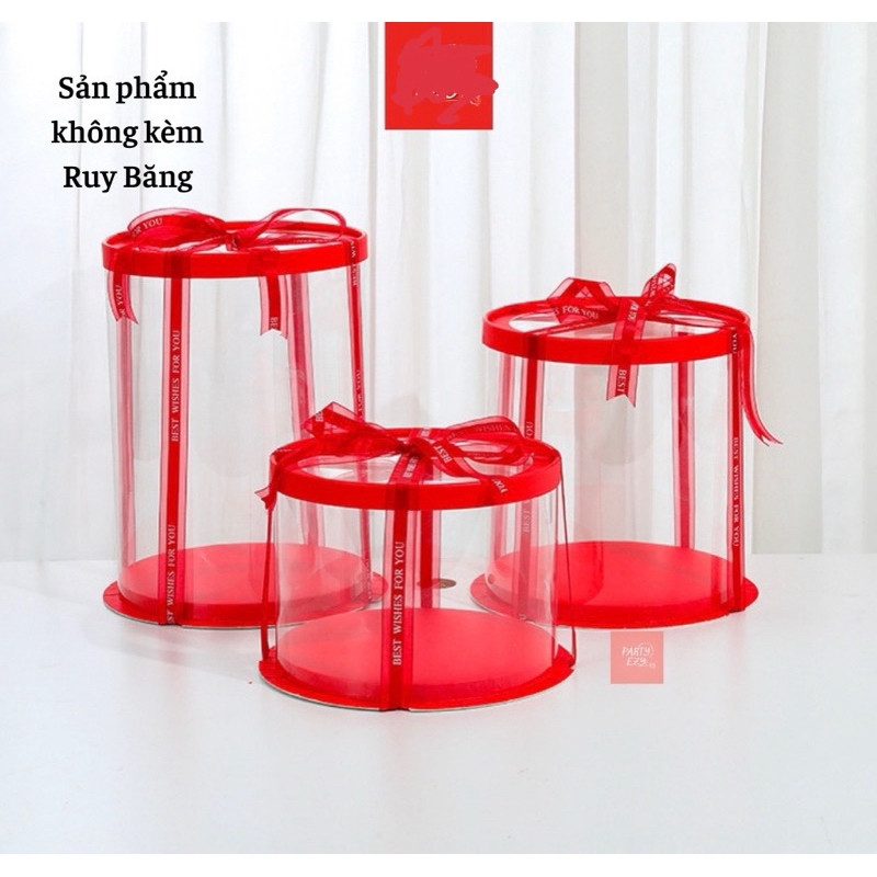 Hộp Mica trụ Tròn dùng cho Hoa, Quà, Bánh (Không kèm dây Ruy Băng)