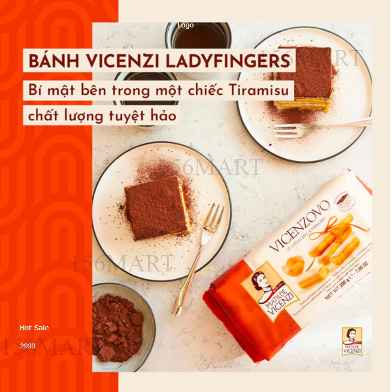 Bánh champagne Ý Vicenzozo 200g / Bánh qui xốp Lady fingers / Bánh Sampa nhập khẩu Ý