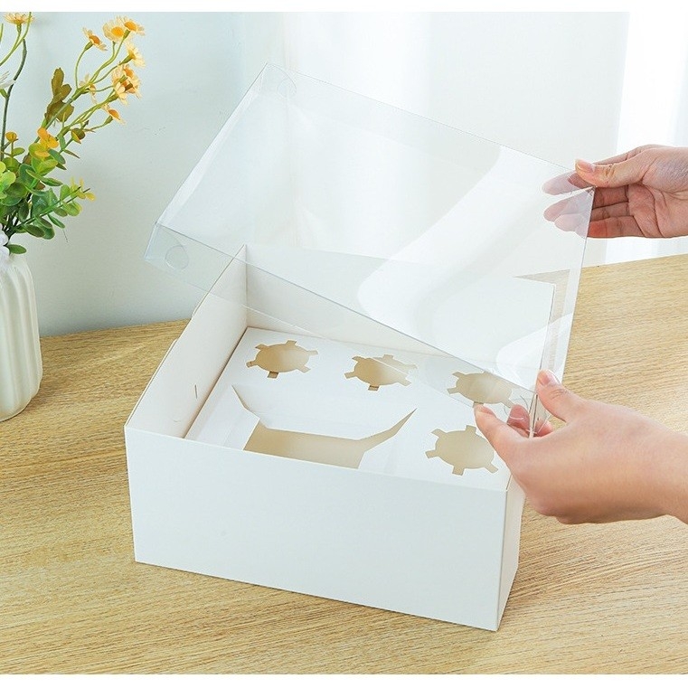 5 Hộp Đựng Bánh Kem 1 Ngăn Và 5 Ô Cupcake