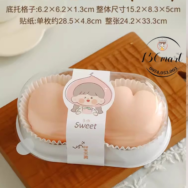 Hộp HT-302 / HT-304 trắng đựng 2 bánh mochi - Hộp đựng 4 bánh lava trứng chảy