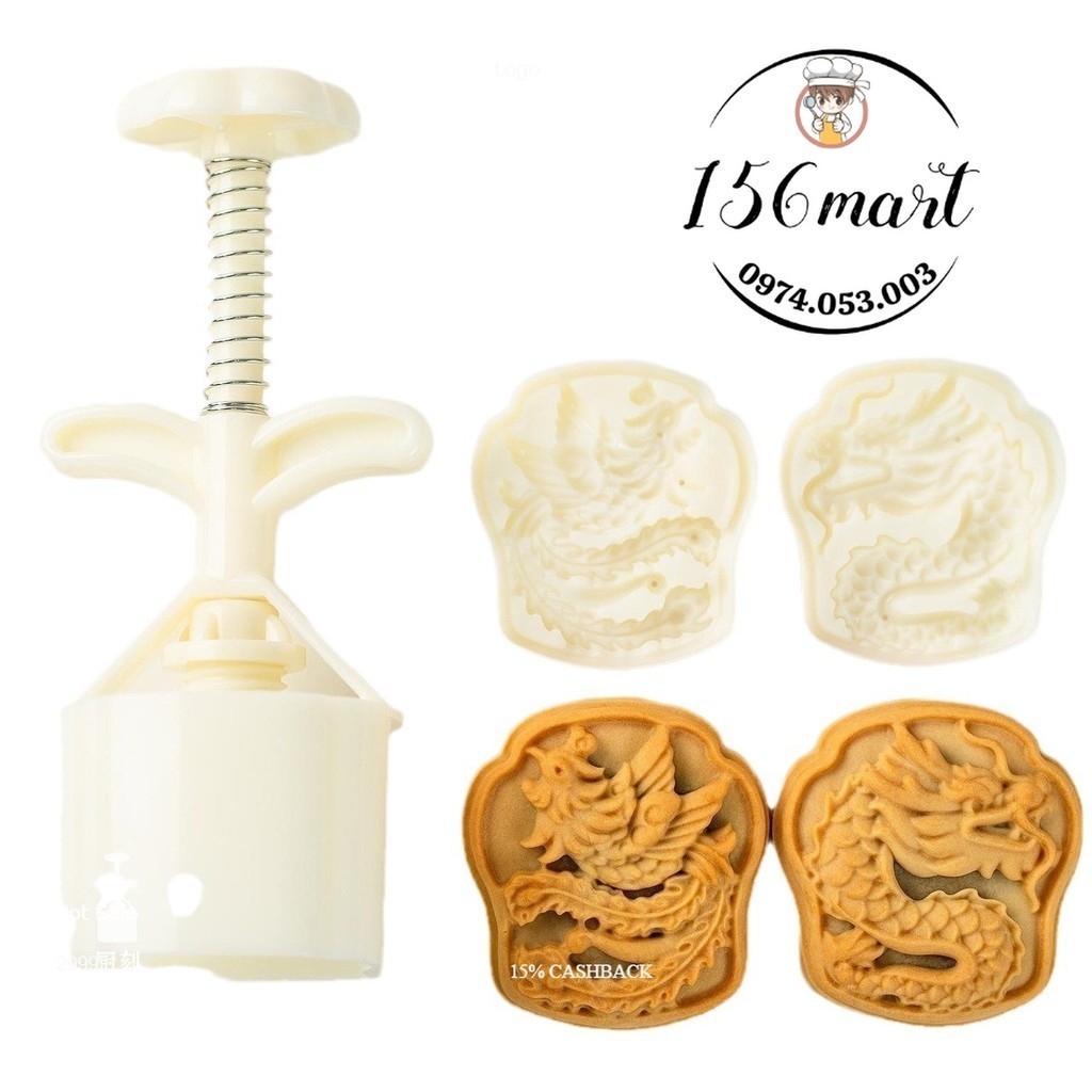Khuôn Bánh Trung Thu Rồng Phượng 75G Ba Chiều Trung Quốc Rồng Ép Tay Bánh Dứa Nhân Đậu Xanh