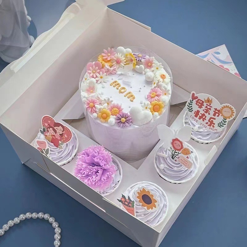 5 Hộp Đựng Bánh Kem 1 Ngăn Và 5 Ô Cupcake