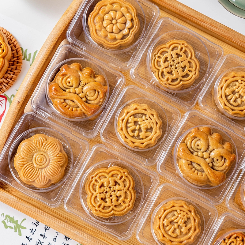50 Khay có nắp đựng bánh trung thu, bánh da tuyết, bánh lòng đỏ trứng 50g - 80g