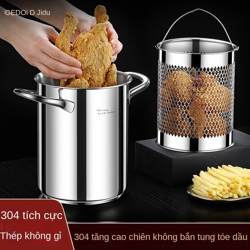 Nồi Chiên Sâu Có Giỏ Lọc Đồ Dùng Nhà Bếp Dầu Đa Năng Chảo Chiên Sâu Nồi Nấu Nhỏ Cho Spaghetti