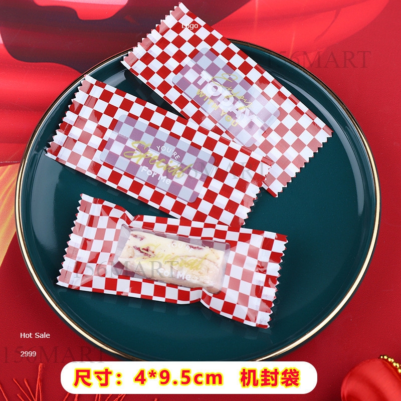 Set 200 vỏ túi đựng kẹo nougat, kẹo hạnh phúc hình hoa anh đào, hoa cúc (KT 4*9.5cm)