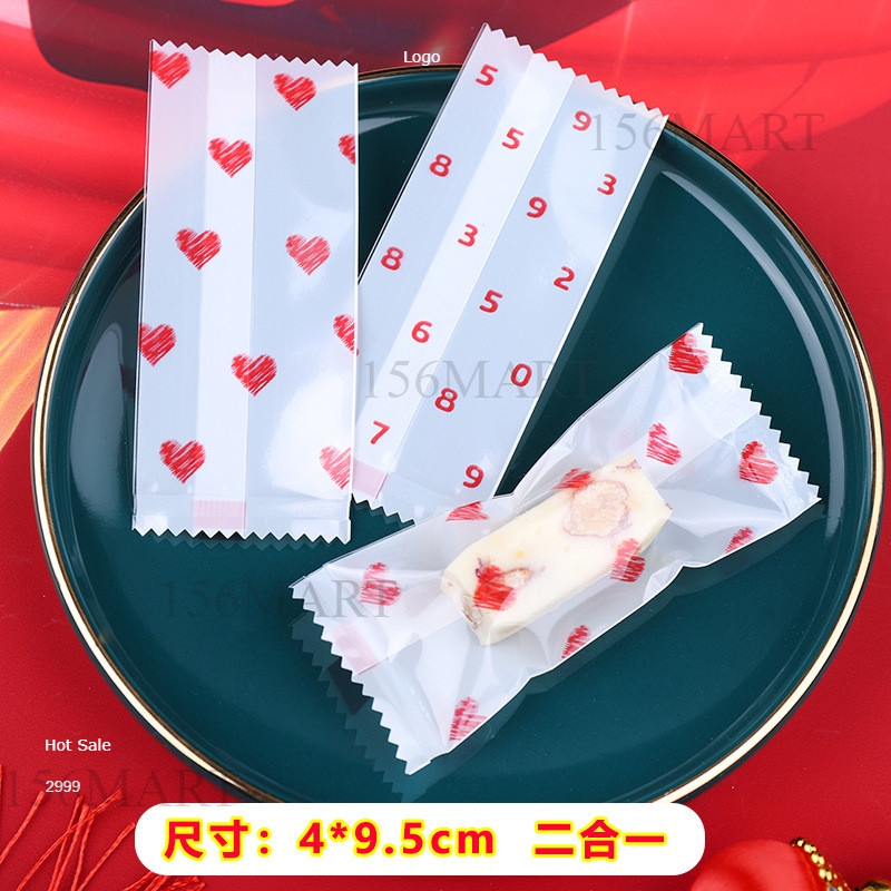 Set 200 vỏ túi đựng kẹo nougat, kẹo hạnh phúc hình hoa anh đào, hoa cúc (KT 4*9.5cm)