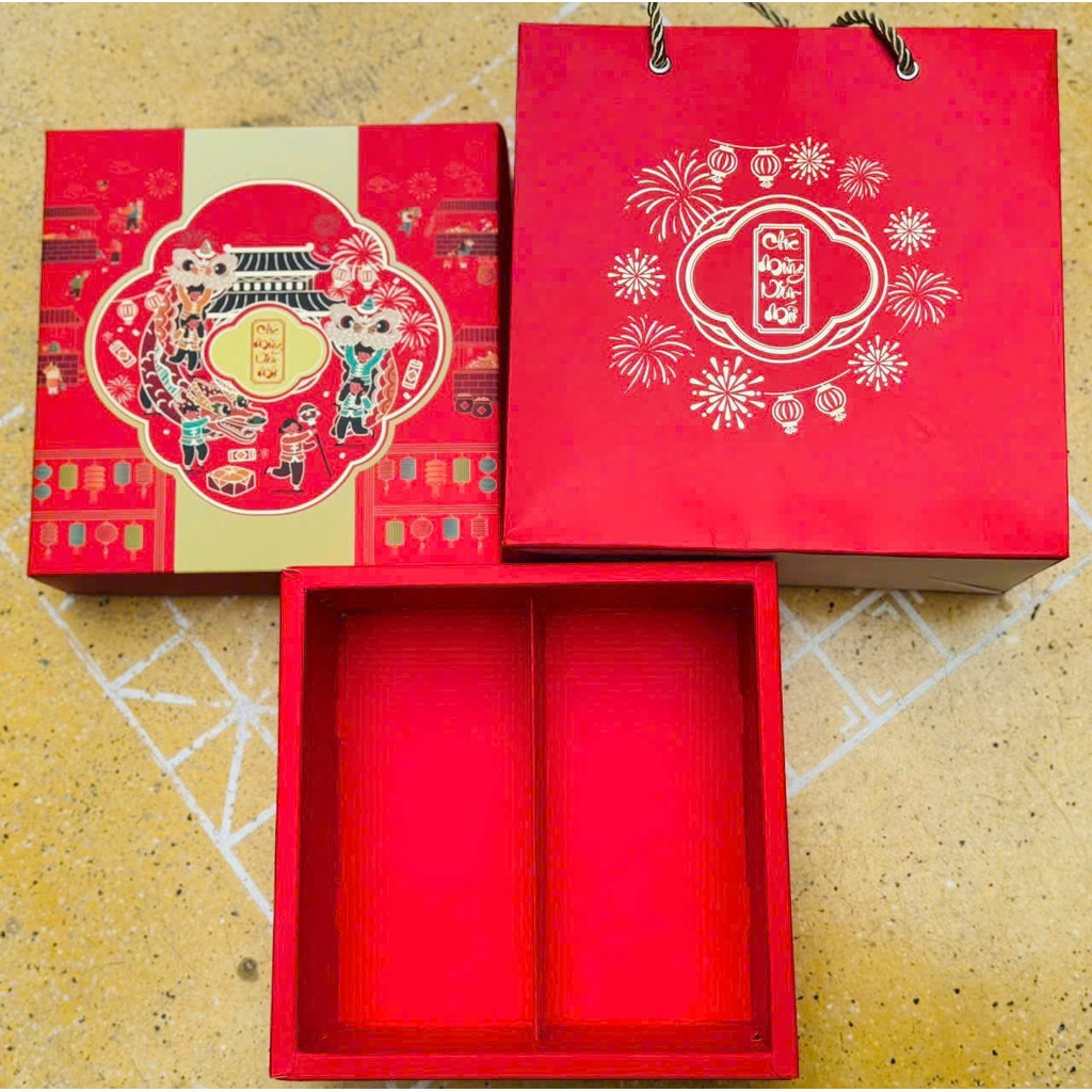 SÉT HỘP QUÀ TẾT 2 NGĂN / 3 NGĂN -NẮP ÂM DƯƠNG -KÈM TÚI XÁCH