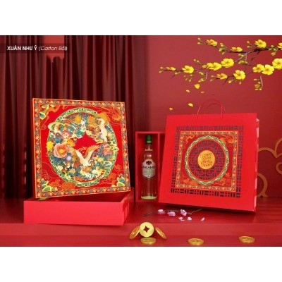 Hộp Quà Tết LỚN 2026 (Có khay định hình đựng rượu) size 36x32x9cm mẫu xuân như ý/xuân thịnh vượng/lộc xuân