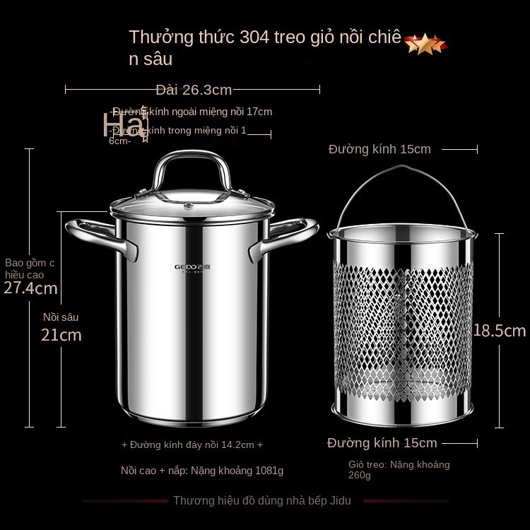 Nồi Chiên Sâu Có Giỏ Lọc Đồ Dùng Nhà Bếp Dầu Đa Năng Chảo Chiên Sâu Nồi Nấu Nhỏ Cho Spaghetti