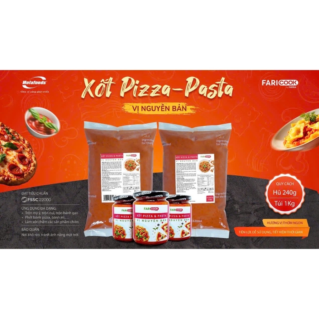 Xốt pizza & Pasta Spageetti vị nguyên bản túi 1kg và 240g