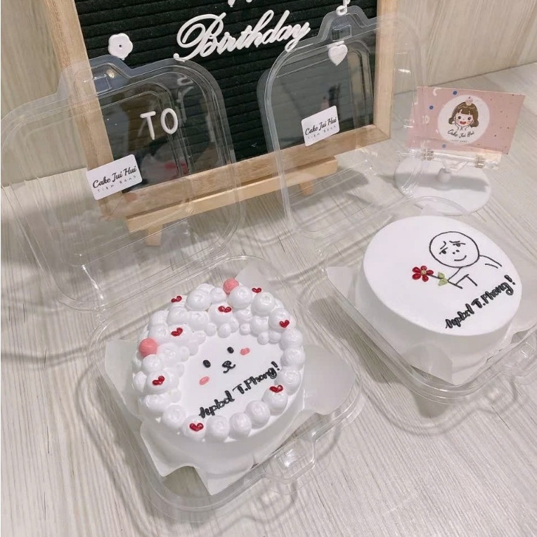 Hộp Nhựa nắp gập Trong suốt Đựng Bánh Bento, Gato, Phô Mai Cháy, Bunrt cheesecake