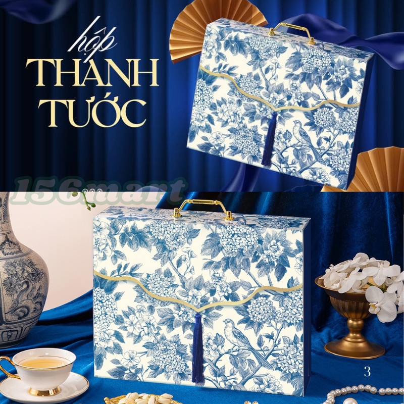 Hộp Quà Tết Cứng Cao Cấp Vali Hoàng Lam,Thanh Tứơc,Ngọc diệp (Hot 2025)-36*29*10cm