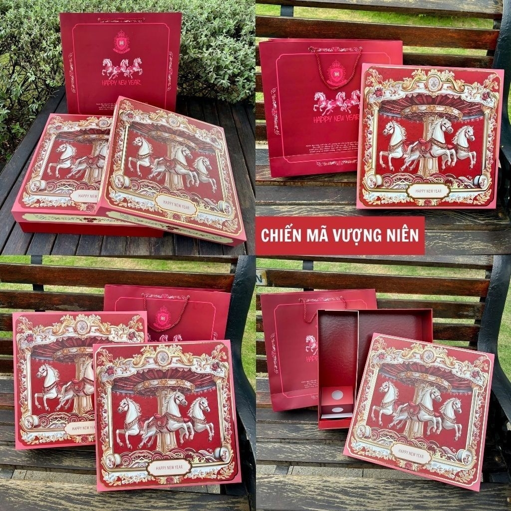 Hộp Đựng Quà Tết Cứng Âm Dương 2026 -CHIẾN MÃ VƯỢNG NIÊN- Hộp trống không kèm quà