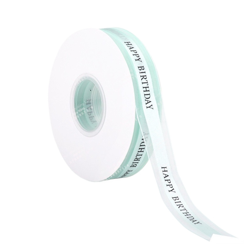 Ruy băng ren Happy Birthday 2,5cm dài 43m trang trí hộp đựng bánh - bó hoa - gói quà tặng