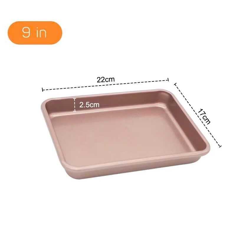 Khuôn/ Khay Chữ Nhật  Chống Dính Thép Carbon Cao Cấp Màu Vàng