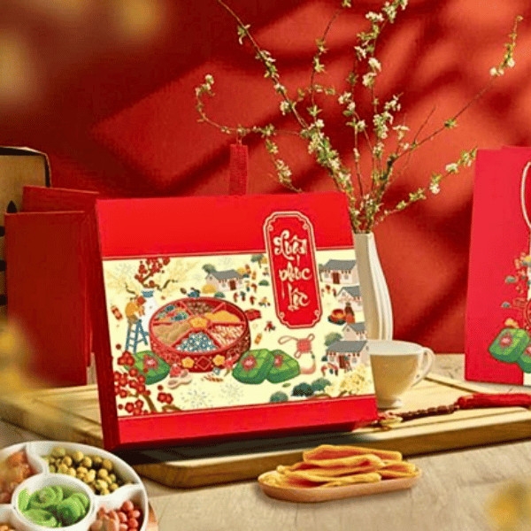 [TẾT 2026]  5 Hộp Đựng Quà Tết Lớn 36 x 32 x 9cm NIÊN HOA / KHAI PHÚC /  AN XUÂN -  {{store}}
