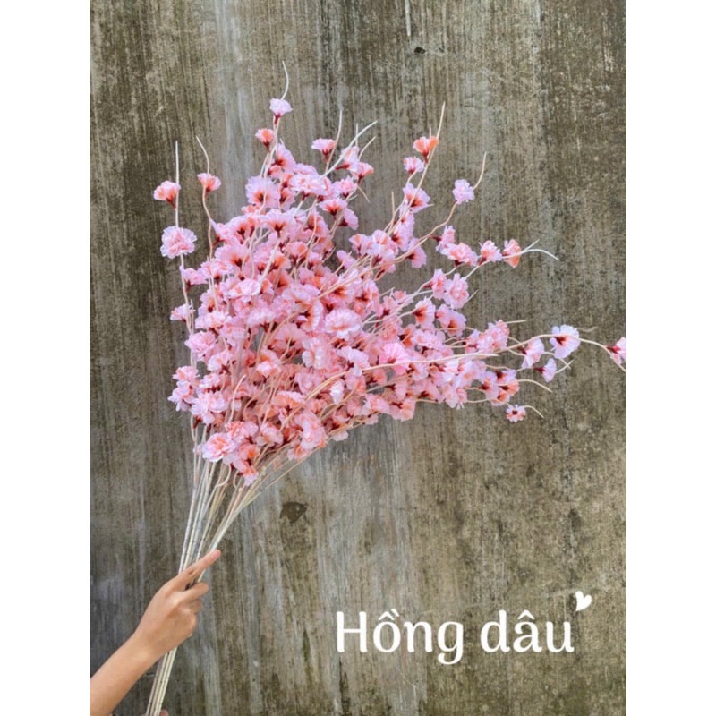 Cành hoa đào râu trang trí (thân cành màu trắng)