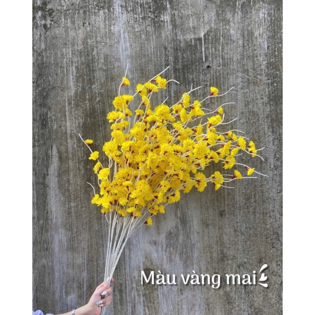 Cành hoa đào râu trang trí (thân cành màu trắng)