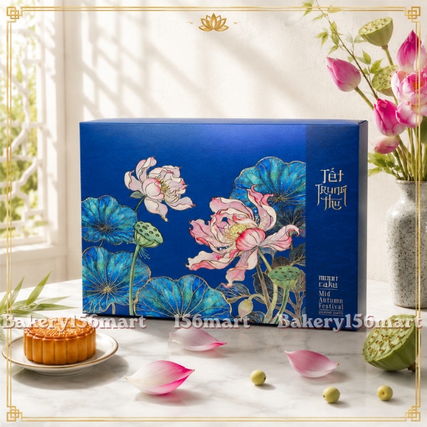 Hộp Đựng Bánh Trung Thu Hồng Liên  - 4 Bánh/6 Bánh 150g-250g - Kèm Túi Xách - 156MART
