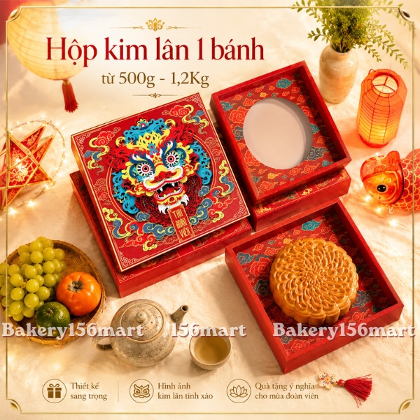 Hộp Trung thu 1 Bánh lớn 300G / 500G / 600G / 1,2KG  - 156MART