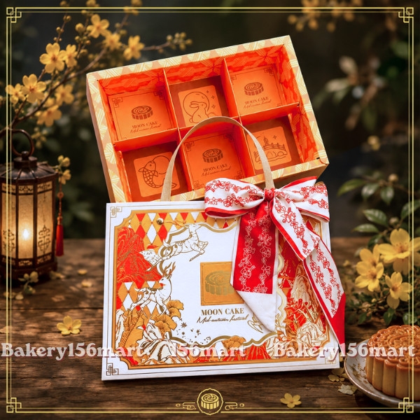 5-10H Hộp Trung Thu Mini 6 Bánh 50g-75g KIM SƠN LINH LỘC | Hộp Bánh Dứa Lava Trứng Chảy