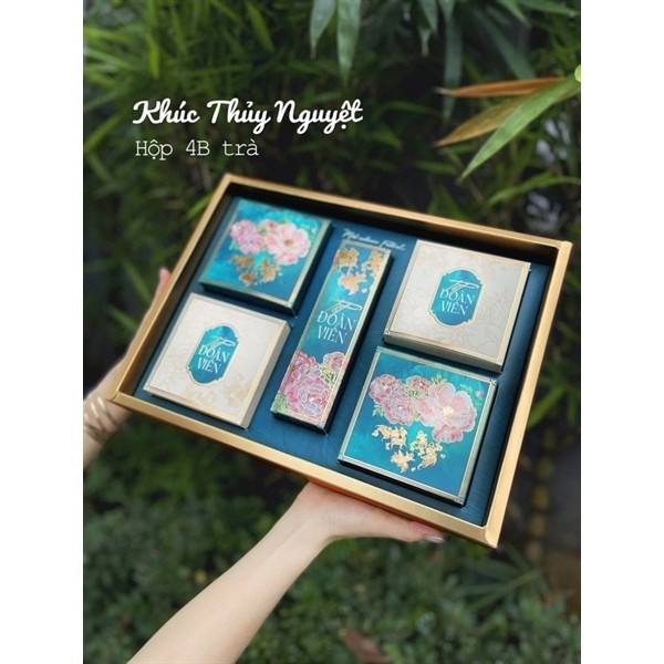 ❤️Mẫu 2025❤️ Hộp trung thu 4 bánh Khúc thủy nguyệt/ Kèm hộp trà