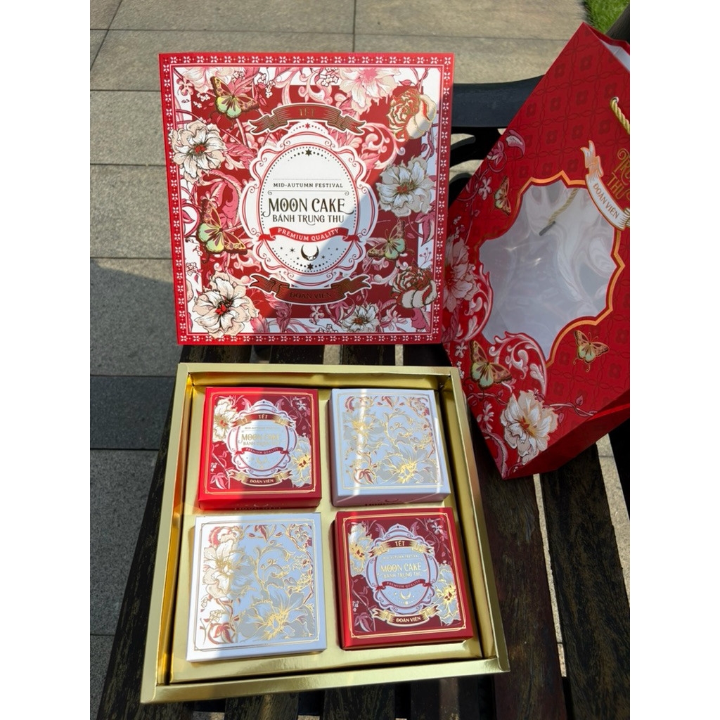 Vỏ Hộp Trung Thu 4 Bánh, Hộp Bánh Nướng, Bánh Dẻo 150g - 250g [BÁCH HOA]