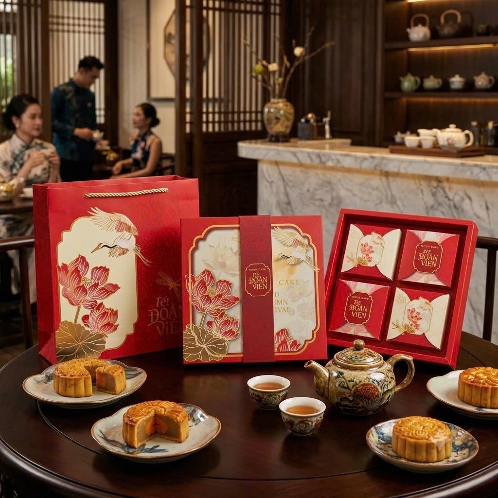 Vỏ Hộp đựng bánh trung thu 4 bánh 150G - 250G-MINH NGUYỆT ĐOÀN VIÊN