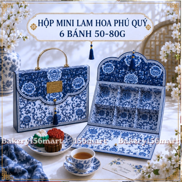 1-5 Hộp Đựng 6 Bánh Trung Thu Mini, Bánh Dứa, Lava Trứng Chảy [LAM HOA PHÚ QUÝ]