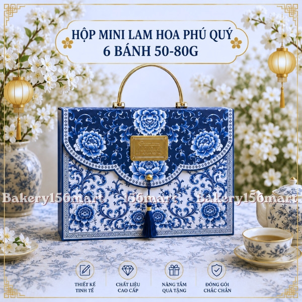 1-5 Hộp Đựng 6 Bánh Trung Thu Mini, Bánh Dứa, Lava Trứng Chảy [LAM HOA PHÚ QUÝ]