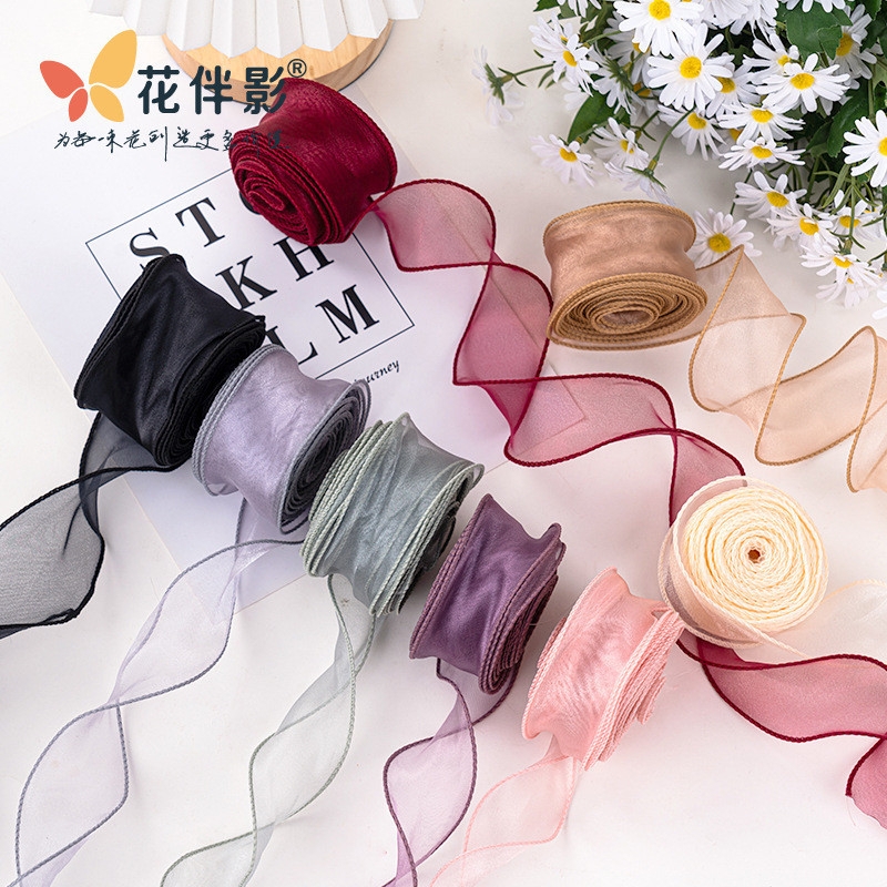 Ruy băng voan 4cm viền sóng cuộn 9 mét ruy băng đuôi cá gói quà buộc nơ hàng đẹp chất lượng giá tốt