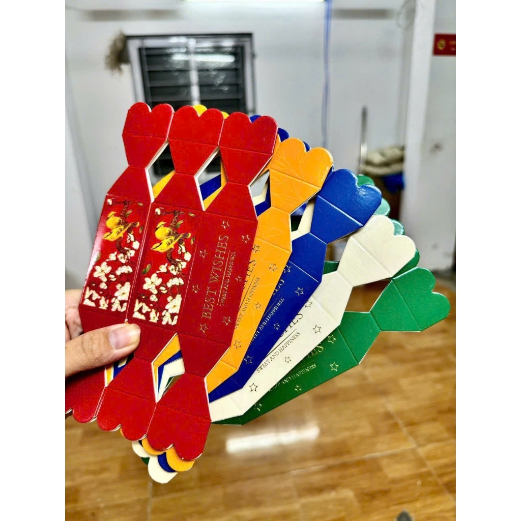 Set 5 Vỏ Hộp Kẹo Nơ Xinh Xắn Hộp Quà Cưới Trang Trí Giỏ Quà Tết Hình Kẹo Có Nơ Vỏ Kẹo Nơ Đựng Kẹo Bánh Mẫu Mới