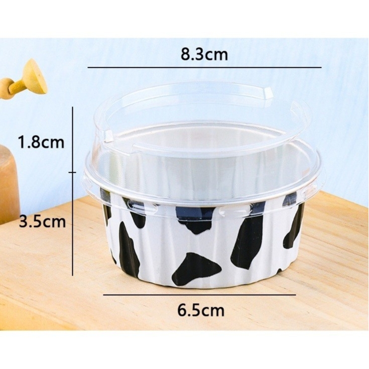50 Cốc Nhôm Cốc Thiếc Đựng Bánh Tart Trứng, Nướng Bánh Trực Tiếp 125ml Kèm Nắp Trong [8435]