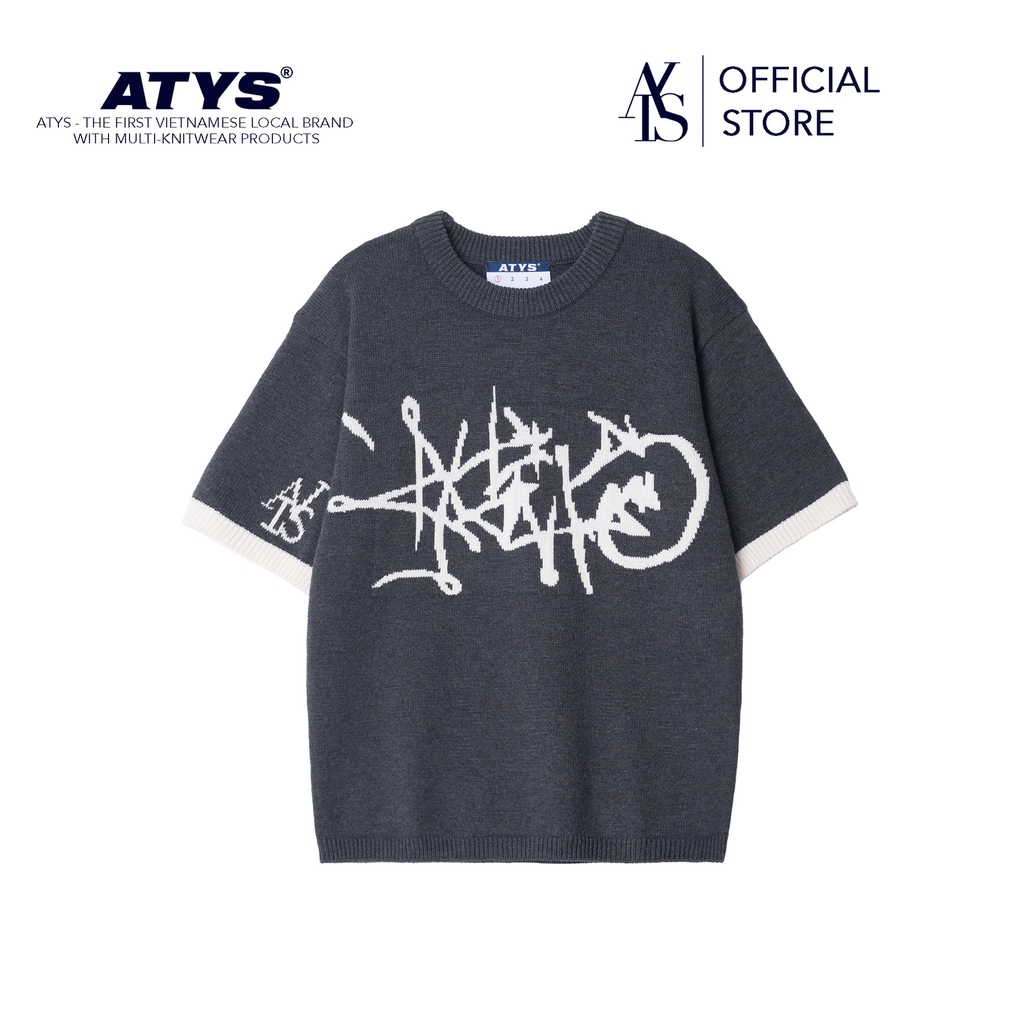 ATYS® GRAFFITI LOGO KNIT COTTON T-SHIRT (Xám)