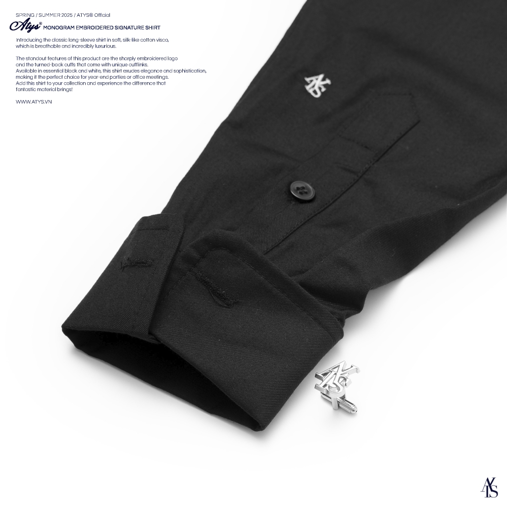 ATYS® MONOGRAM EMBROIDERED SIGNATURE SHIRT (Đen)