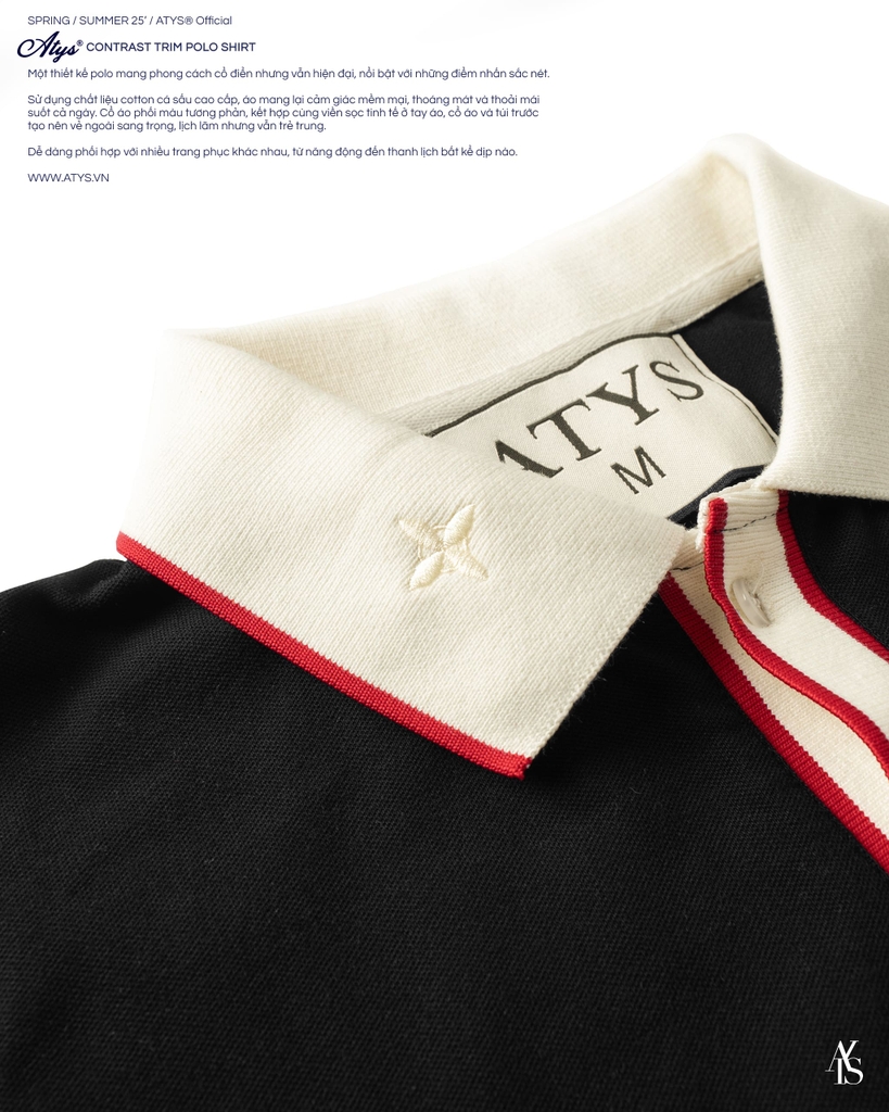 ATYS® CONTRAST TRIM POLO SHIRT (Đen)