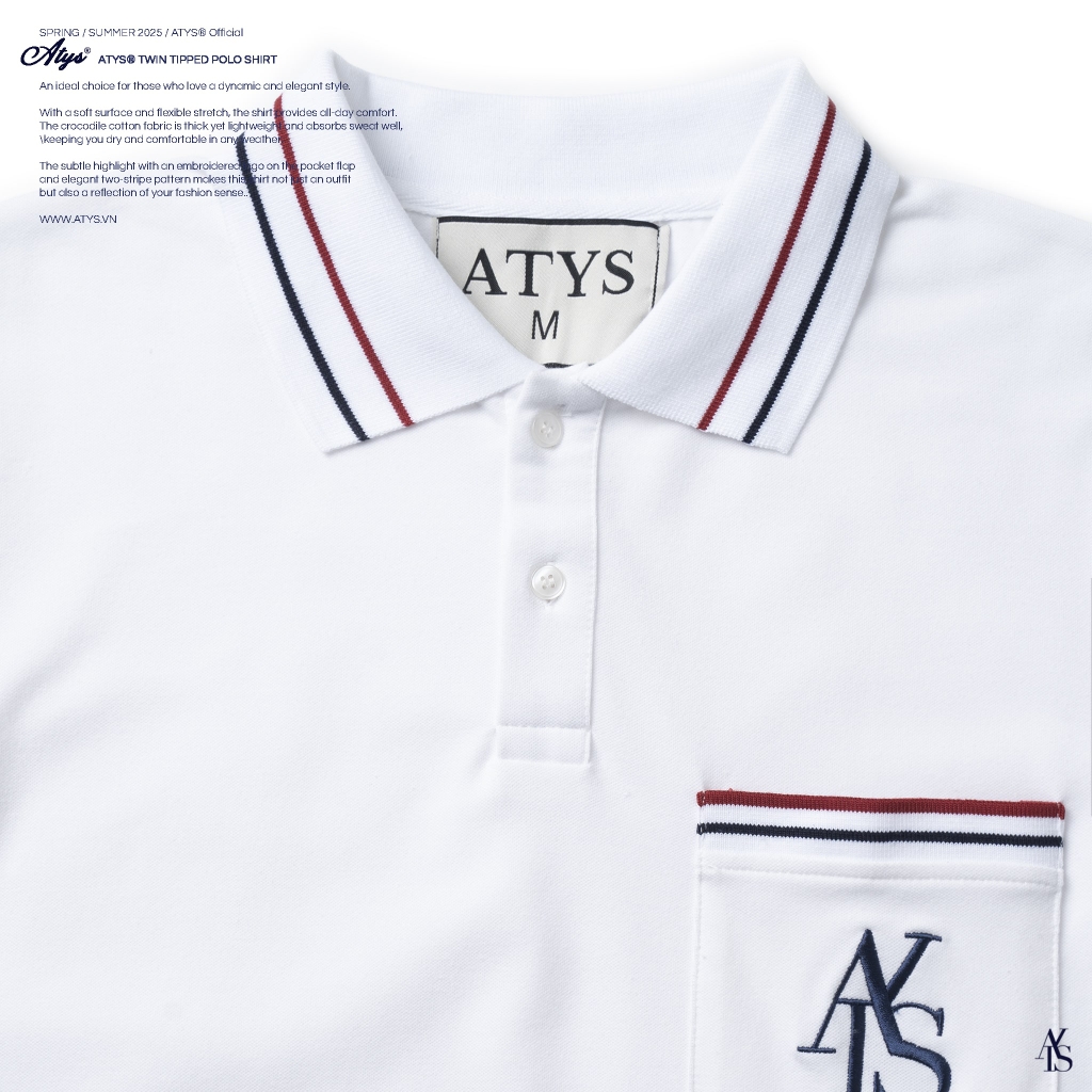 ATYS® TWIN TIPPED POLO SHIRT (Trắng)