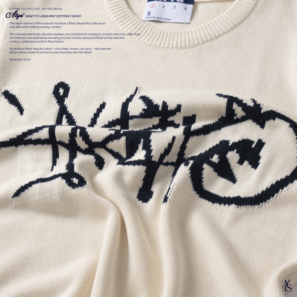 ATYS® GRAFFITI LOGO KNIT COTTON T-SHIRT (Kem)