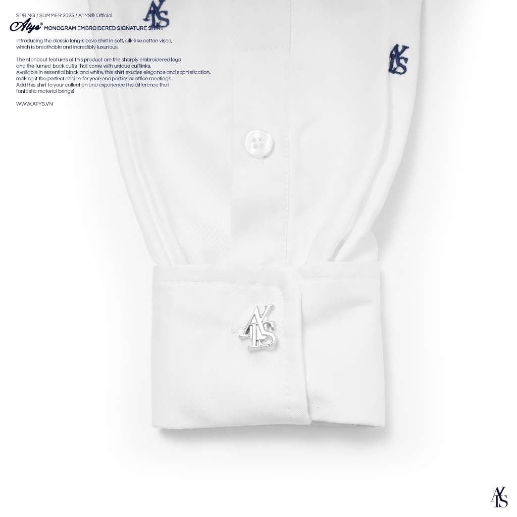 ATYS® MONOGRAM EMBROIDERED SIGNATURE SHIRT (Trắng)