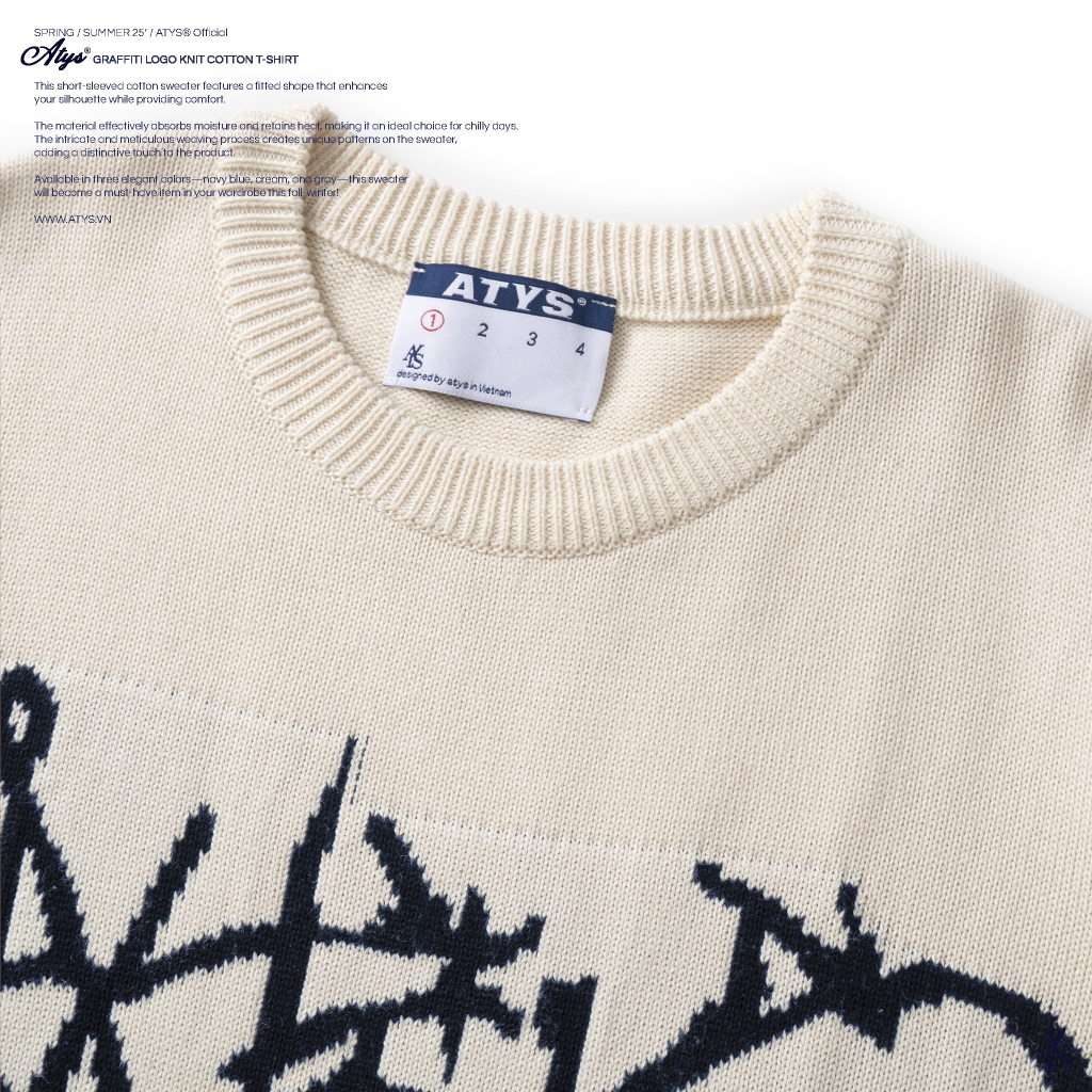 ATYS® GRAFFITI LOGO KNIT COTTON T-SHIRT (Kem)