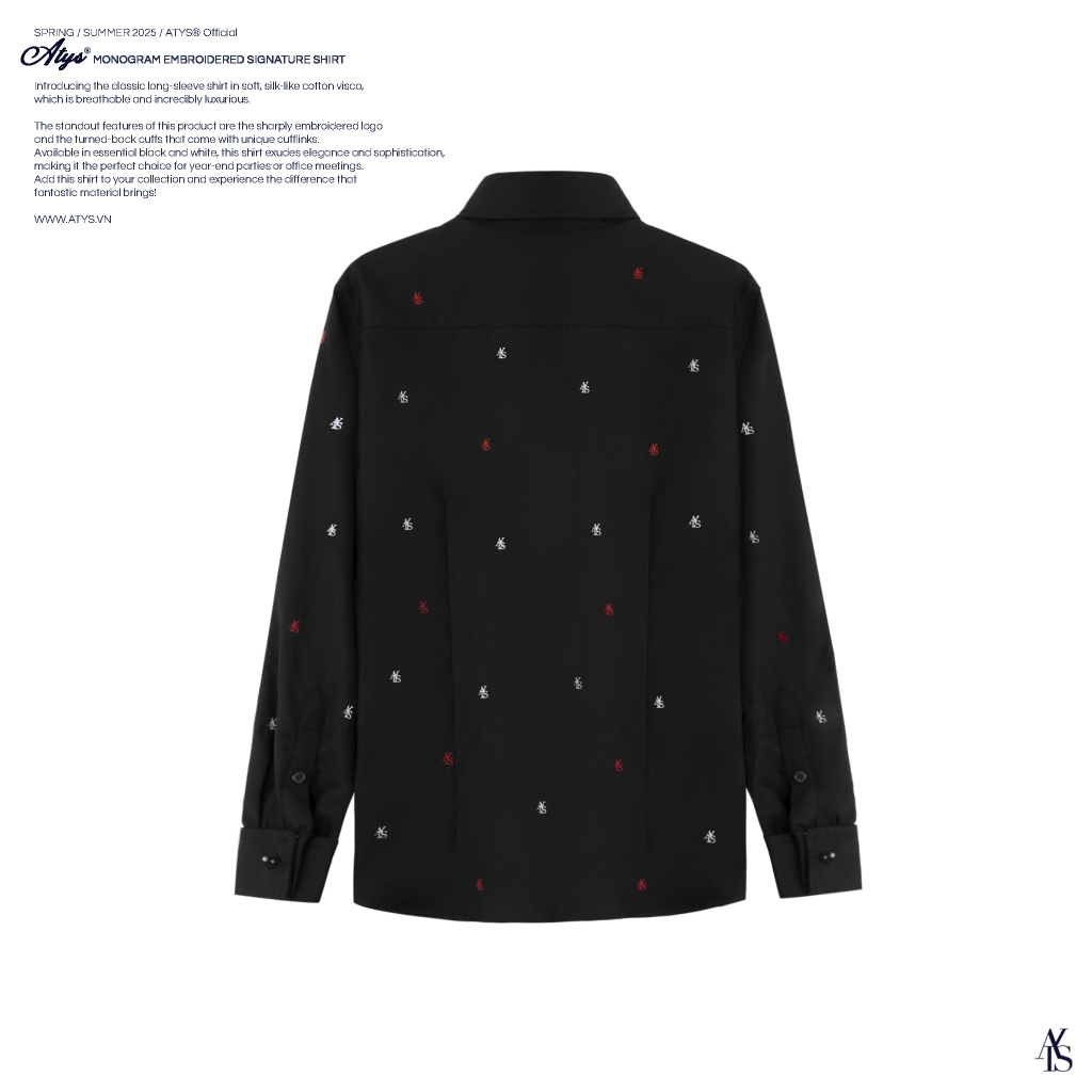 ATYS® MONOGRAM EMBROIDERED SIGNATURE SHIRT (Đen)