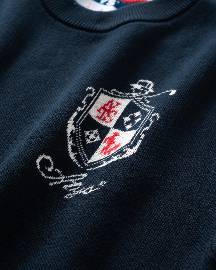 ATYS® MINIMAL CREST KNIT COTTON T-SHIRT ( Navy )