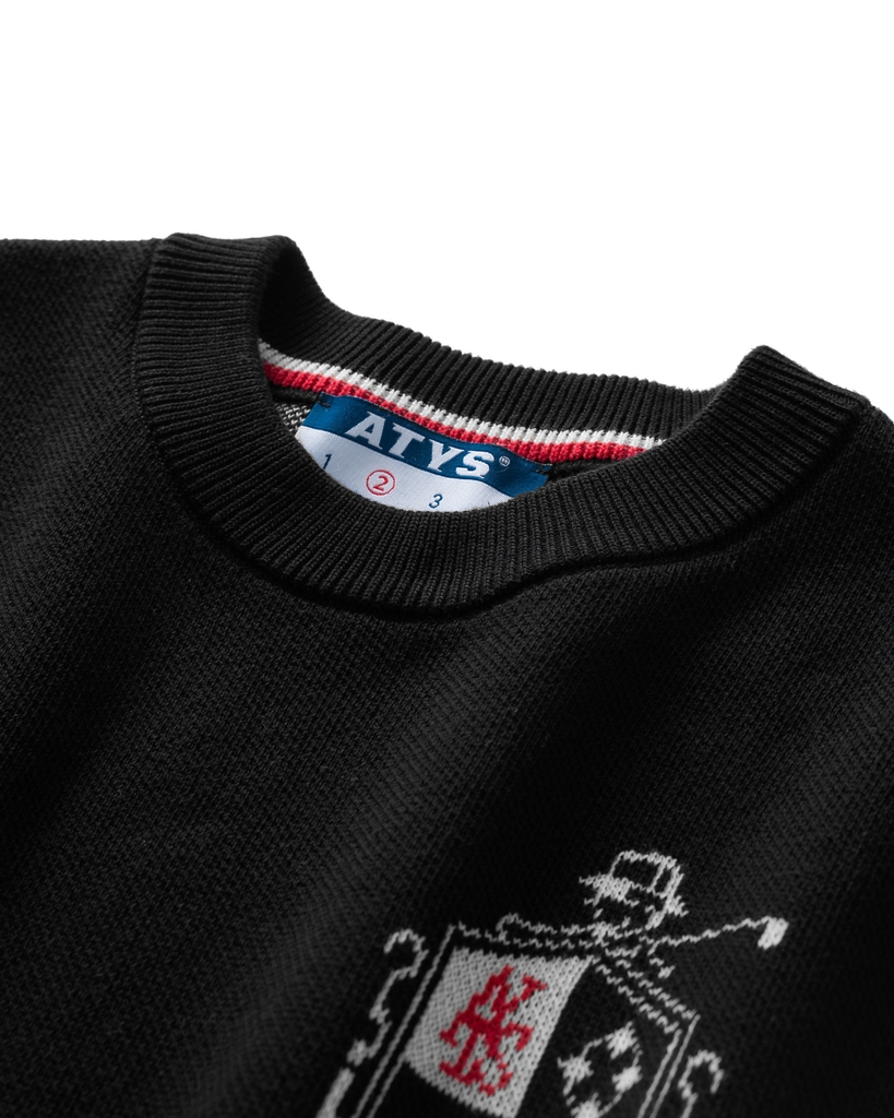 ATYS® MINIMAL CREST KNIT COTTON T-SHIRT (Đen)