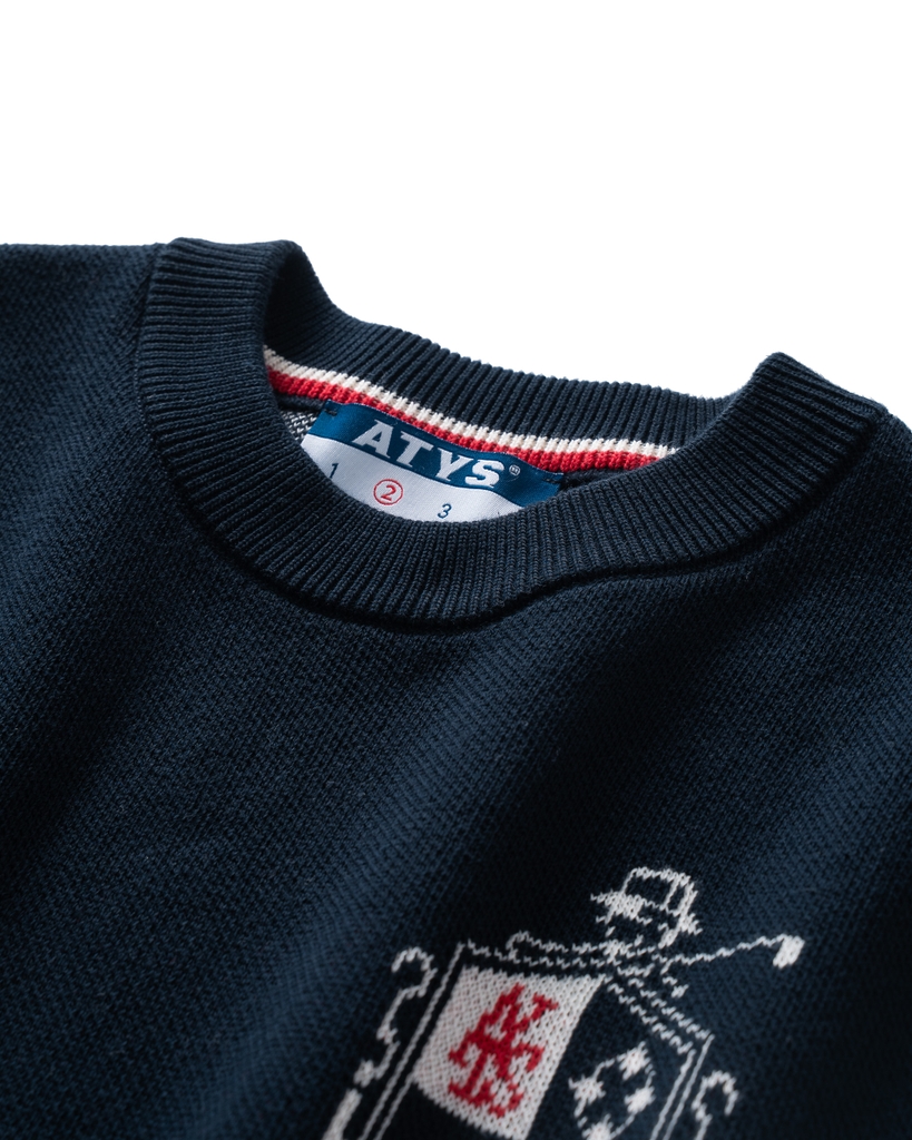 ATYS® MINIMAL CREST KNIT COTTON T-SHIRT ( Navy )