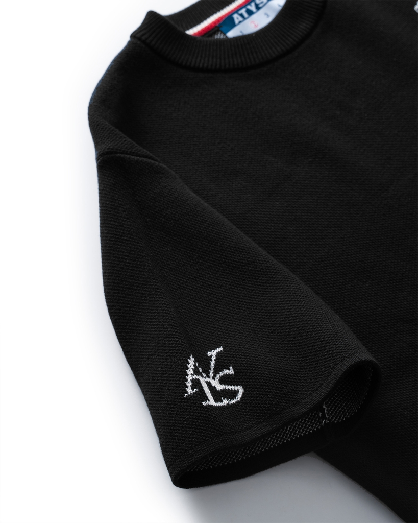 ATYS® MINIMAL CREST KNIT COTTON T-SHIRT (Đen)