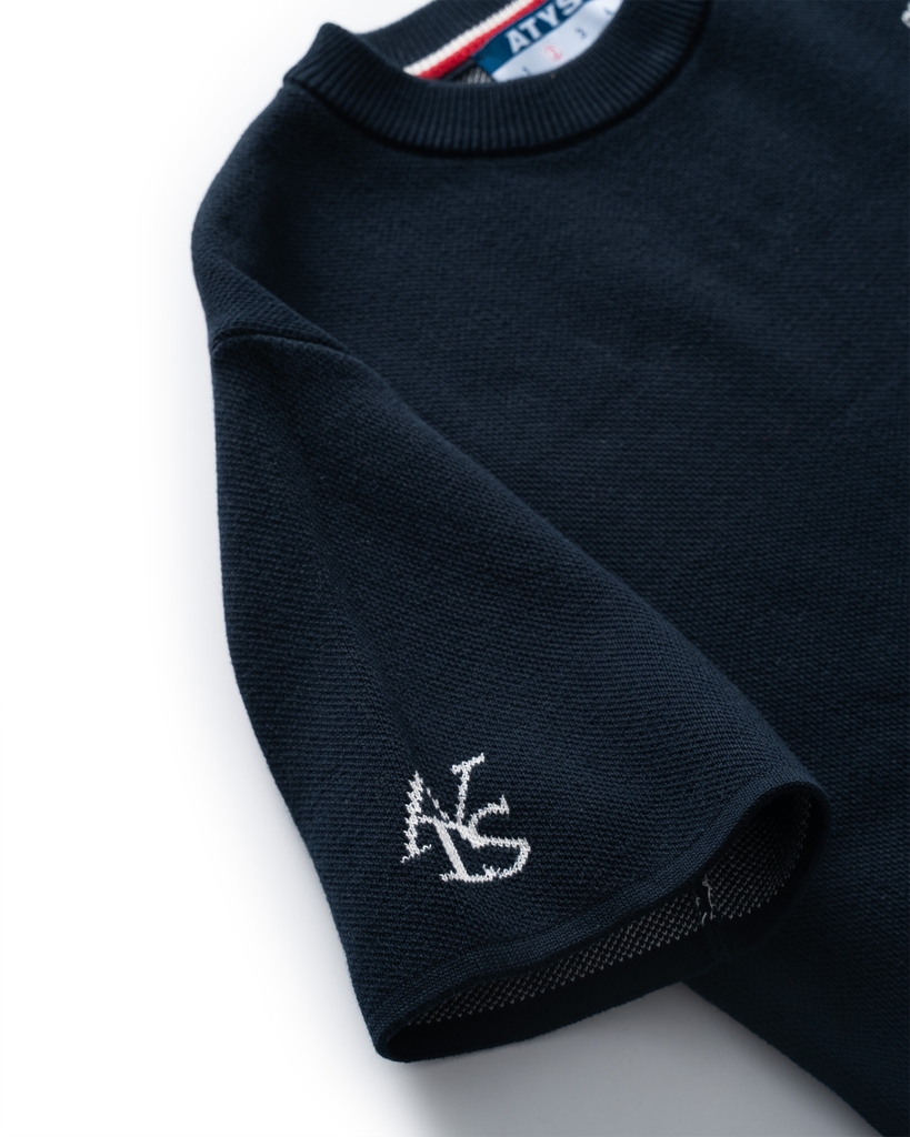 ATYS® MINIMAL CREST KNIT COTTON T-SHIRT ( Navy )