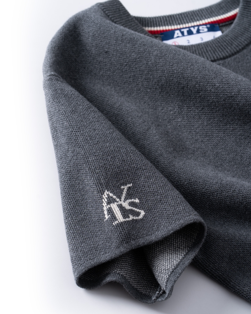 ATYS® MINIMAL CREST KNIT COTTON T-SHIRT (Xám)