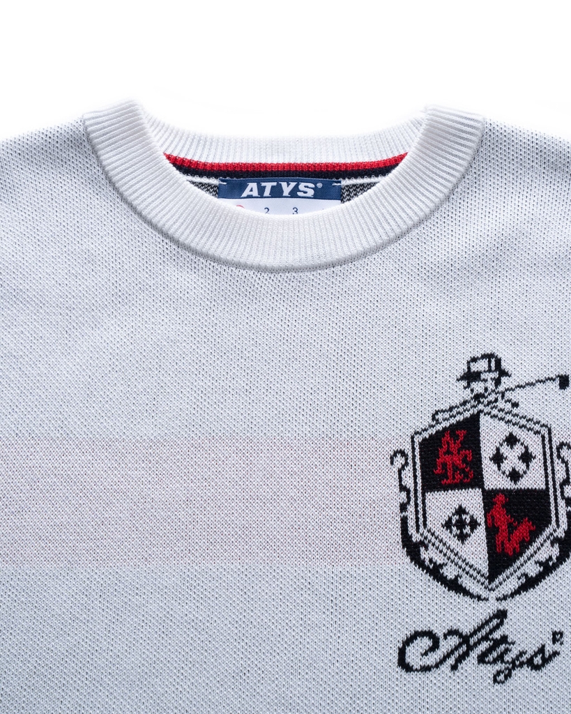 ATYS® MINIMAL CREST KNIT COTTON T-SHIRT (Trắng)
