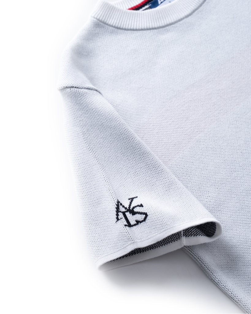 ATYS® MINIMAL CREST KNIT COTTON T-SHIRT (Trắng)